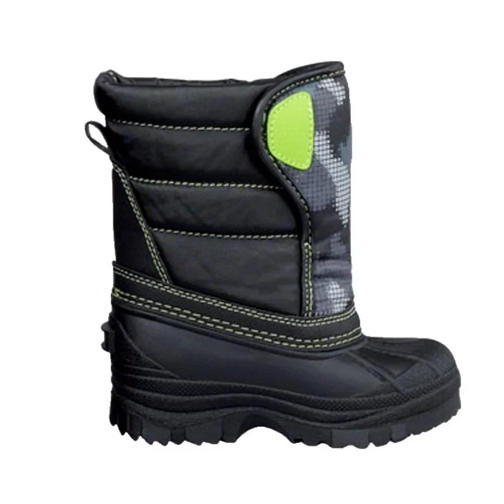 The Children's Place Toddler Boy Snow Boot Padded Winter Quilted CAMO Boot Black - Picture 8 of 10